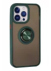 Mey İthalat®  iPhone 15 Pro Max Kılıf Montreal Yüzüklü Silikon Kapak - Yeşil