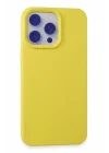 Mey İthalat®  iPhone 15 Pro Max Kılıf Nano içi Kadife Silikon - Sarı