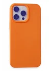 Mey İthalat®  iPhone 15 Pro Max Kılıf Nano içi Kadife Silikon - Turuncu