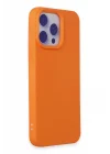Mey İthalat®  iPhone 15 Pro Max Kılıf Nano içi Kadife Silikon - Turuncu