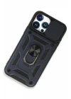 Mey İthalat®   iPhone 15 Pro Max Kılıf Pars Lens Yüzüklü Silikon - Lacivert