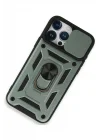 Mey İthalat®   iPhone 15 Pro Max Kılıf Pars Lens Yüzüklü Silikon - Yeşil