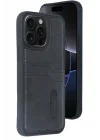 Mey İthalat®  iPhone 15 Pro Max Kılıf Sara Kartvizitli Deri Kılıf - Siyah
