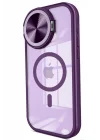 Mey İthalat®   iPhone 15 Pro Max Kılıf Teleskop Lens Magsafe Silikon Kapak - Derin Mor