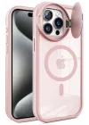 Mey İthalat®   iPhone 15 Pro Max Kılıf Teleskop Lens Magsafe Silikon Kapak - Pembe
