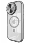 Mey İthalat®   iPhone 15 Pro Max Kılıf Teleskop Lens Magsafe Silikon Kapak - Titan Gri