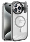 Mey İthalat®   iPhone 15 Pro Max Kılıf Teleskop Lens Magsafe Silikon Kapak - Titan Gri