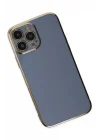 Mey İthalat®   iPhone 15 Pro Max Kılıf Volet Silikon - Mavi