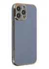 Mey İthalat®   iPhone 15 Pro Max Kılıf Volet Silikon - Mavi