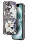 Mey İthalat®  iPhone 16 Flower Series Magsafe Kapak - Gri