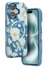 Mey İthalat®  iPhone 16 Flower Series Magsafe Kapak - Mavi
