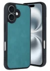 Mey İthalat®  iPhone 16 Kılıf Aras Deri Kapak - Açık Yeşil
