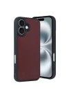 Mey İthalat®  iPhone 16 Kılıf Aras Deri Kapak - Bordo