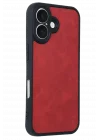 Mey İthalat®   iPhone 16 Kılıf Aras Deri Kapak - Kırmızı