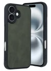 Mey İthalat®   iPhone 16 Kılıf Aras Deri Kapak - Koyu Yeşil