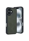 Mey İthalat®   iPhone 16 Kılıf Aras Deri Kapak - Koyu Yeşil