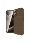 Mey İthalat®   iPhone 16 Kılıf Auto Focus Karbon Kapak - Kahverengi