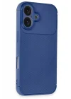Mey İthalat®   iPhone 16 Kılıf Auto Focus Karbon Kapak - Lacivert