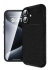 Mey İthalat®   iPhone 16 Kılıf Auto Focus Karbon Kapak - Siyah