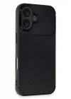 Mey İthalat®   iPhone 16 Kılıf Auto Focus Karbon Kapak - Siyah