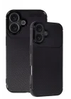 Mey İthalat®   iPhone 16 Kılıf Auto Focus Karbon Kapak - Siyah