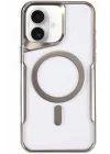 Mey İthalat®   iPhone 16 Kılıf Boyi Magsafe Silikon Kapak - Gümüş