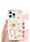 Mey İthalat®  iPhone 16 Kılıf Daisy Simli Magsafe Kapak - Gümüş