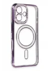 Mey İthalat®   iPhone 16 Kılıf Joke Simli Magneticsafe Kılıf - Derin Mor