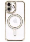 Mey İthalat®   iPhone 16 Kılıf Joke Simli Magneticsafe Kılıf - Gold