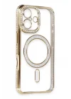 Mey İthalat®   iPhone 16 Kılıf Joke Simli Magneticsafe Kılıf - Gold