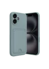 Mey İthalat®  iPhone 16 Kılıf Kelvin Kartvizitli Silikon - Açık Yeşil