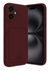 Mey İthalat®  iPhone 16 Kılıf Kelvin Kartvizitli Silikon - Bordo