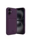 Mey İthalat®   iPhone 16 Kılıf Kelvin Kartvizitli Silikon - Derin Mor