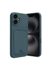 Mey İthalat®   iPhone 16 Kılıf Kelvin Kartvizitli Silikon - Koyu Yeşil