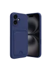Mey İthalat®   iPhone 16 Kılıf Kelvin Kartvizitli Silikon - Lacivert