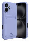 Mey İthalat®   iPhone 16 Kılıf Kelvin Kartvizitli Silikon - Lila