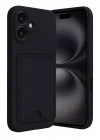 Mey İthalat®   iPhone 16 Kılıf Kelvin Kartvizitli Silikon - Siyah