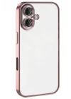 Mey İthalat®   iPhone 16 Kılıf  Lensli Silikon - Pembe
