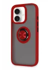 Mey İthalat®   iPhone 16 Kılıf Montreal Yüzüklü Silikon Kapak - Kırmızı