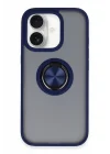 Mey İthalat®   iPhone 16 Kılıf Montreal Yüzüklü Silikon Kapak - Lacivert