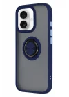 Mey İthalat®   iPhone 16 Kılıf Montreal Yüzüklü Silikon Kapak - Lacivert