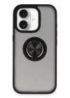 Mey İthalat®   iPhone 16 Kılıf Montreal Yüzüklü Silikon Kapak - Siyah