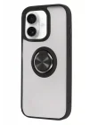 Mey İthalat®   iPhone 16 Kılıf Montreal Yüzüklü Silikon Kapak - Siyah