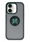 Mey İthalat®   iPhone 16 Kılıf Montreal Yüzüklü Silikon Kapak - Yeşil
