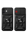 Mey İthalat®   iPhone 16 Kılıf Pars Lens Yüzüklü Silikon - Kırmızı