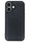 Mey İthalat®   iPhone 16 Kılıf Sara Kartvizitli Deri Kılıf - Siyah
