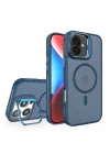 Mey İthalat®  iPhone 16 Plus Flet Lens Magsafe Kapak - Lacivert
