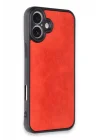 Mey İthalat®   iPhone 16 Plus Kılıf Aras Deri Kapak - Kırmızı