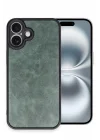 Mey İthalat®   iPhone 16 Plus Kılıf Aras Deri Kapak - Koyu Yeşil