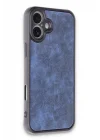 Mey İthalat®   iPhone 16 Plus Kılıf Aras Deri Kapak - Lacivert